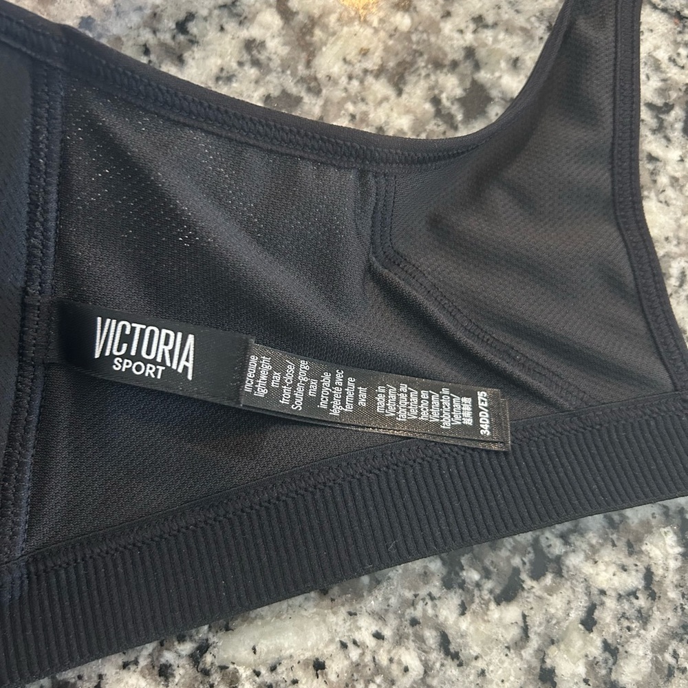 NWOT Victoria Sport Black Zip Front Sports Bra - Picture 3 of 4